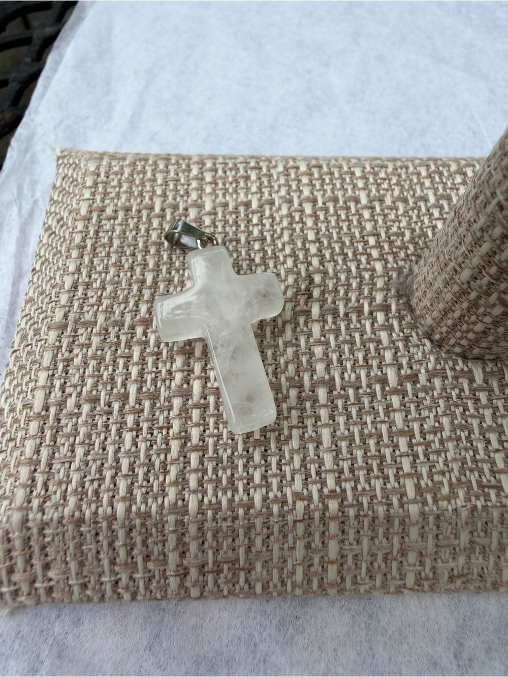 Clear Crystal Cross Pendant - White